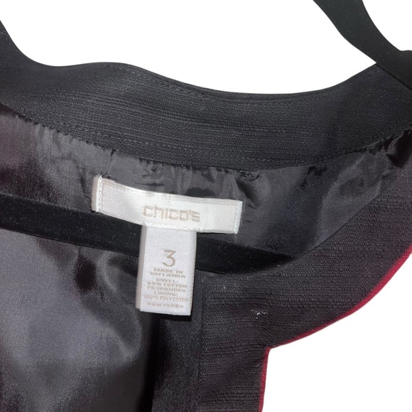 Chico’s Red & Black Open Front Jacket Blazer Size 3 (XL/16) Career Evening Wear - Picture 5 of 6